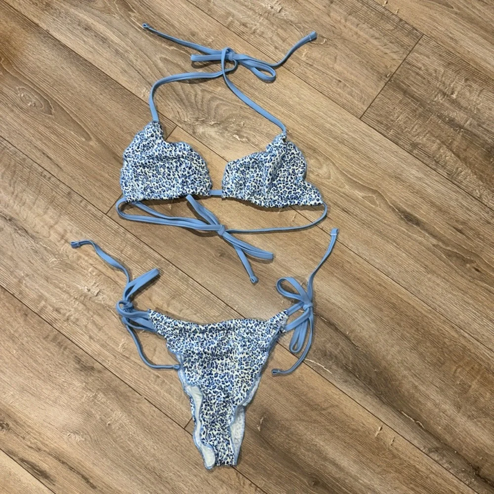 Frankie’s Bikinis Blue Leopard Print 2 Piece Bikini